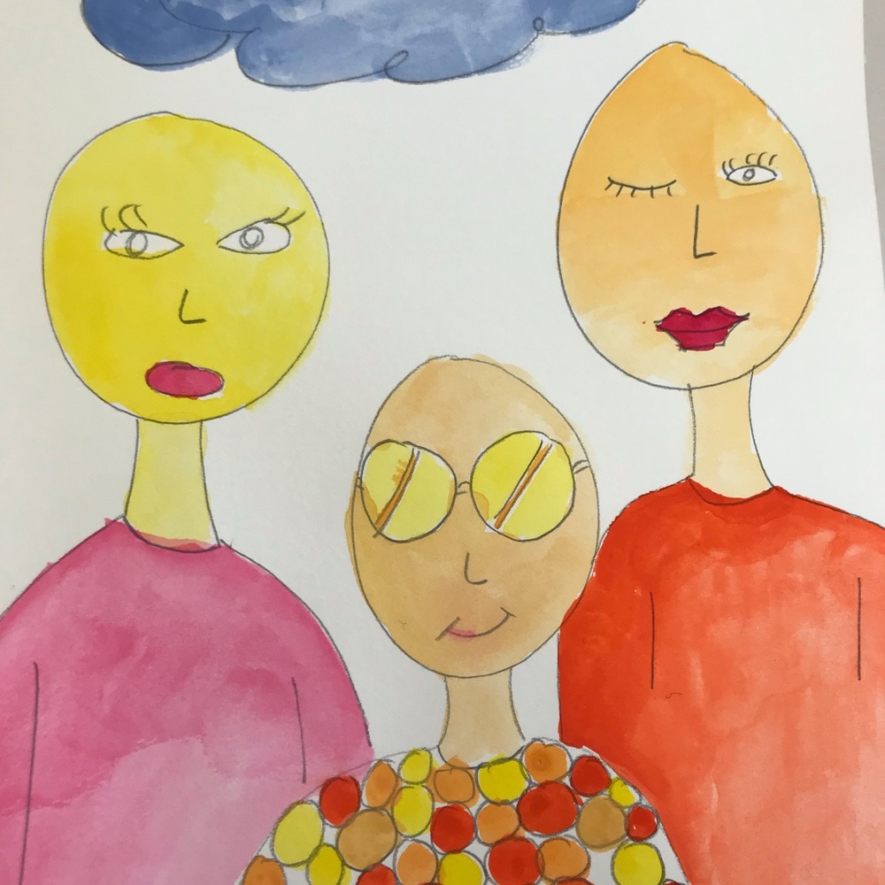 Original water color. Shape people illustration - from my studio